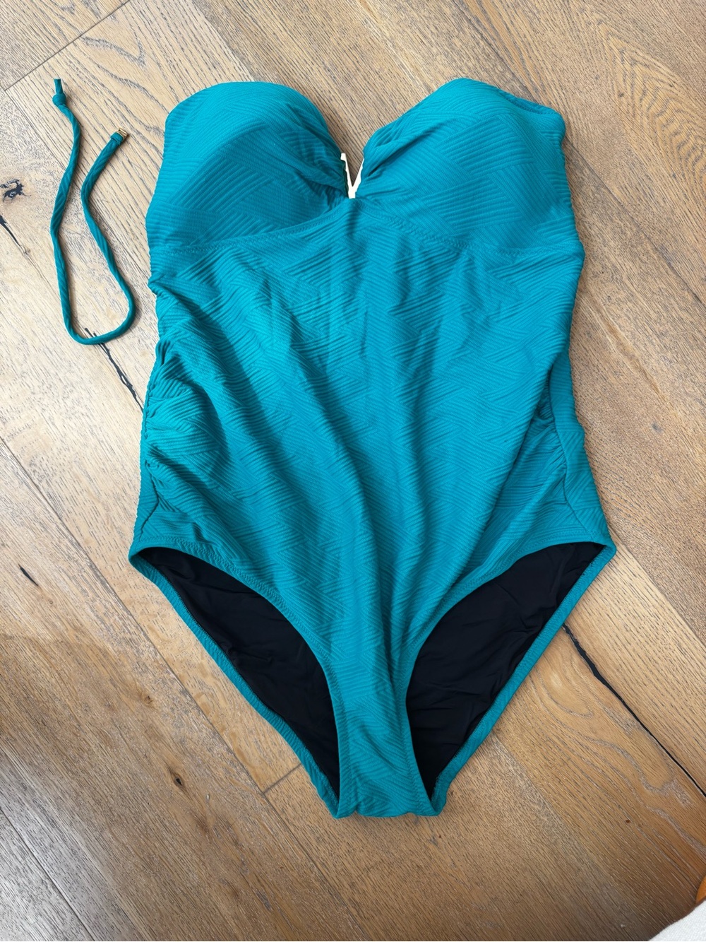 A Pea in the Pod Teal Strapless One-Piece Swimsuit